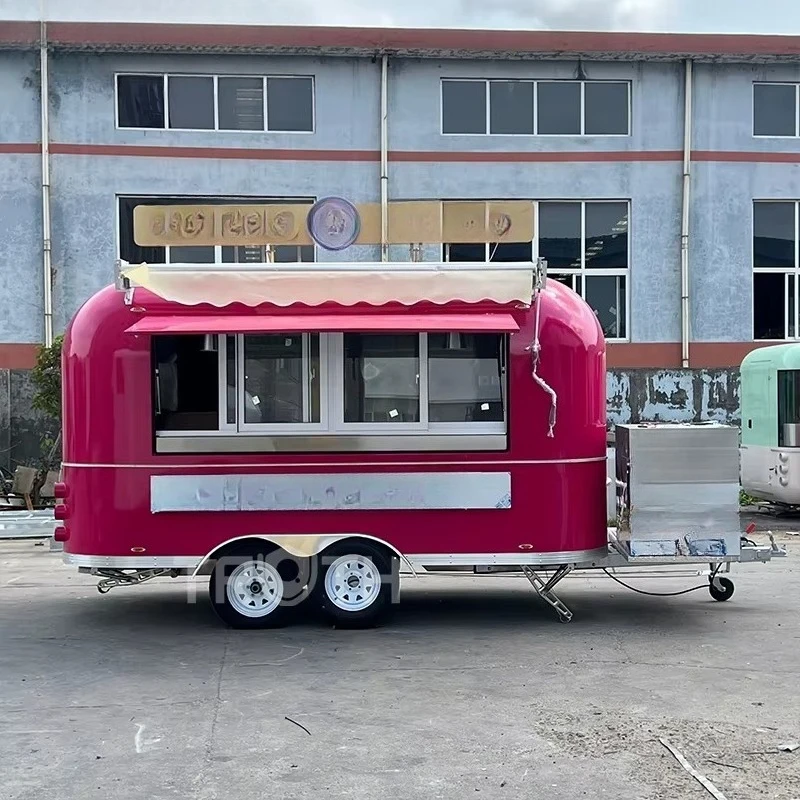 Mobile Kitchen Commercial Chicken Rotisserie Grill Fast Food Trailer With Full Kitchen Stainless Steel Food Cart Trailer