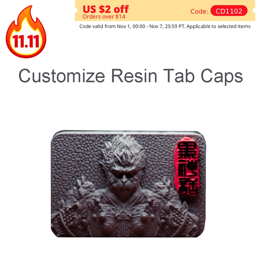 

3D Wukong Keycap Tab Mechanical Keyboard Cap Raven68 Keyboard Gaming Keycaps Resin Grey Keycaps