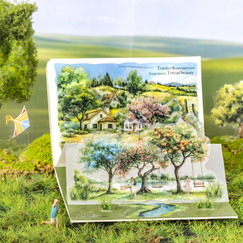 6แพ็ค/ล็อตภูมิทัศน์ของต้นไม้ชุดน่ารักน่ารักRetroตกแต่งเทปPET