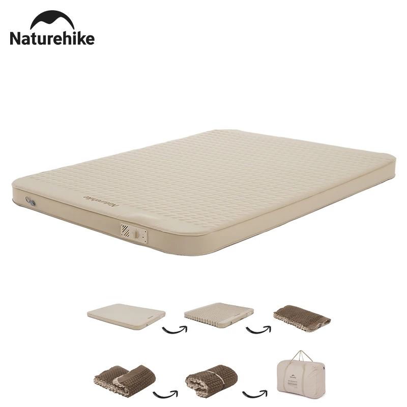 Colchón inflable Naturehike, bomba integrada C12, cojín autoinflable, colchoneta para dormir ultraligera, cama de aire para 1-2 personas, cálido invierno
