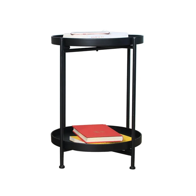 

Nordic light luxury wrought iron double-layer coffee table, sofa corner, Internet celebrity balcony, mini round table