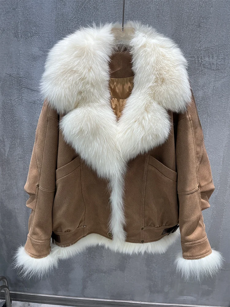 

2025 Autumn Winter Down Coats Natural Real Fox Fur Collar Outwear Women'sLuxury Female Jacket