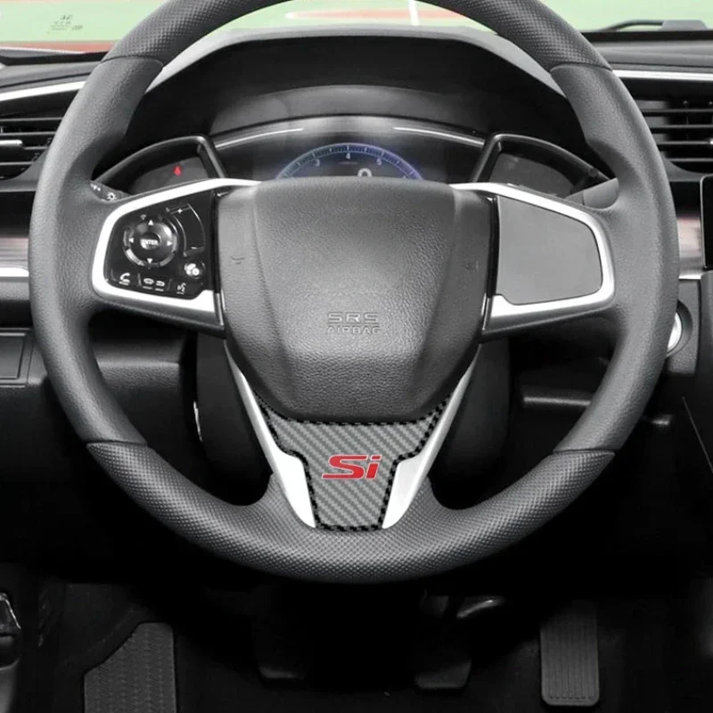 

For Honda Civic 2017-2021 Soft Carbon Fiber Car Steering Wheel Panel Cover Trim Sticker Car Accessories