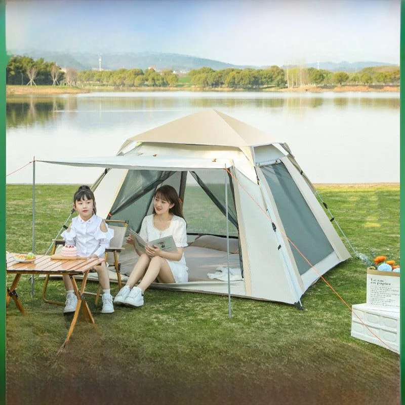 portable-double-layer-camping-tent-mosquito-proof-outdoor-beach-wilderness-equipment-easy-setup-waterproof-oxford-cloth-material