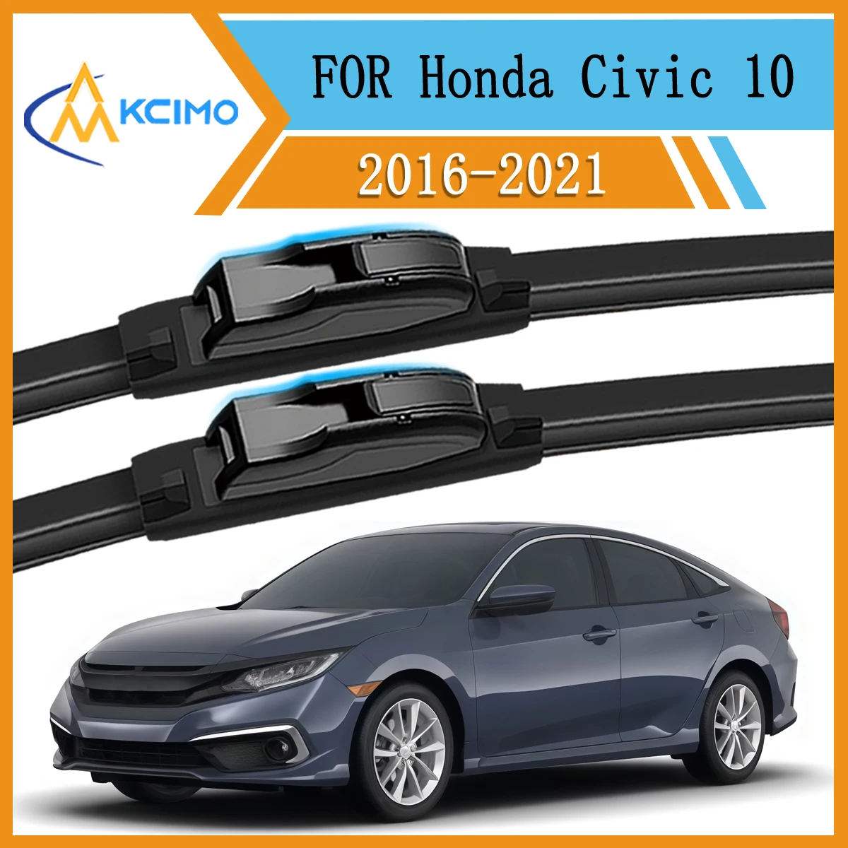

Premium All-Season Windshield Wiper Blades For Honda Civic 10 FC/FK 2016-2021 Replacement Streak-Free Cleaning Wipers Pair of 2