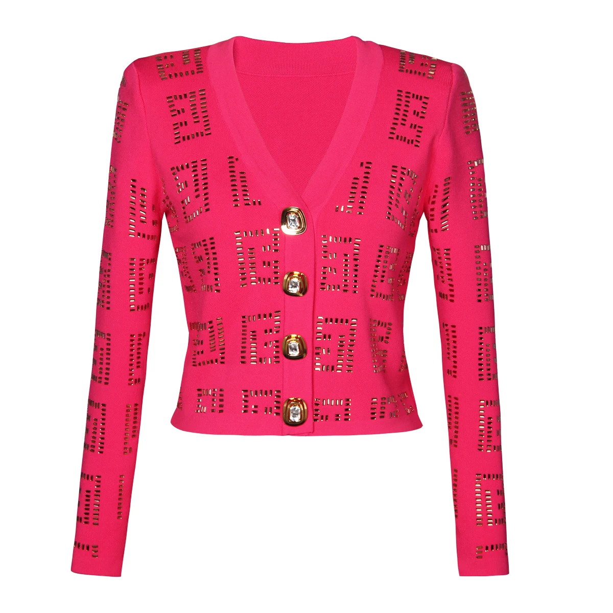 

Весенне-осеннее новое модное шерстяное пальто, сверхмощное женское вязаное пальто-кардиган с ромбовидными пуговицами и v-образным вырезом, длинными рукавами