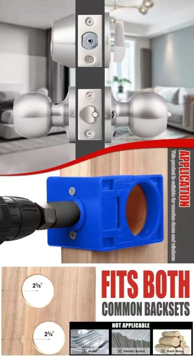

1-3/8-1-3/4 Inch Wood Door Lock Installation Kit Carbon Steel Hole Saw Set Door Knob Drilling Kit for Easy Lockset Installation