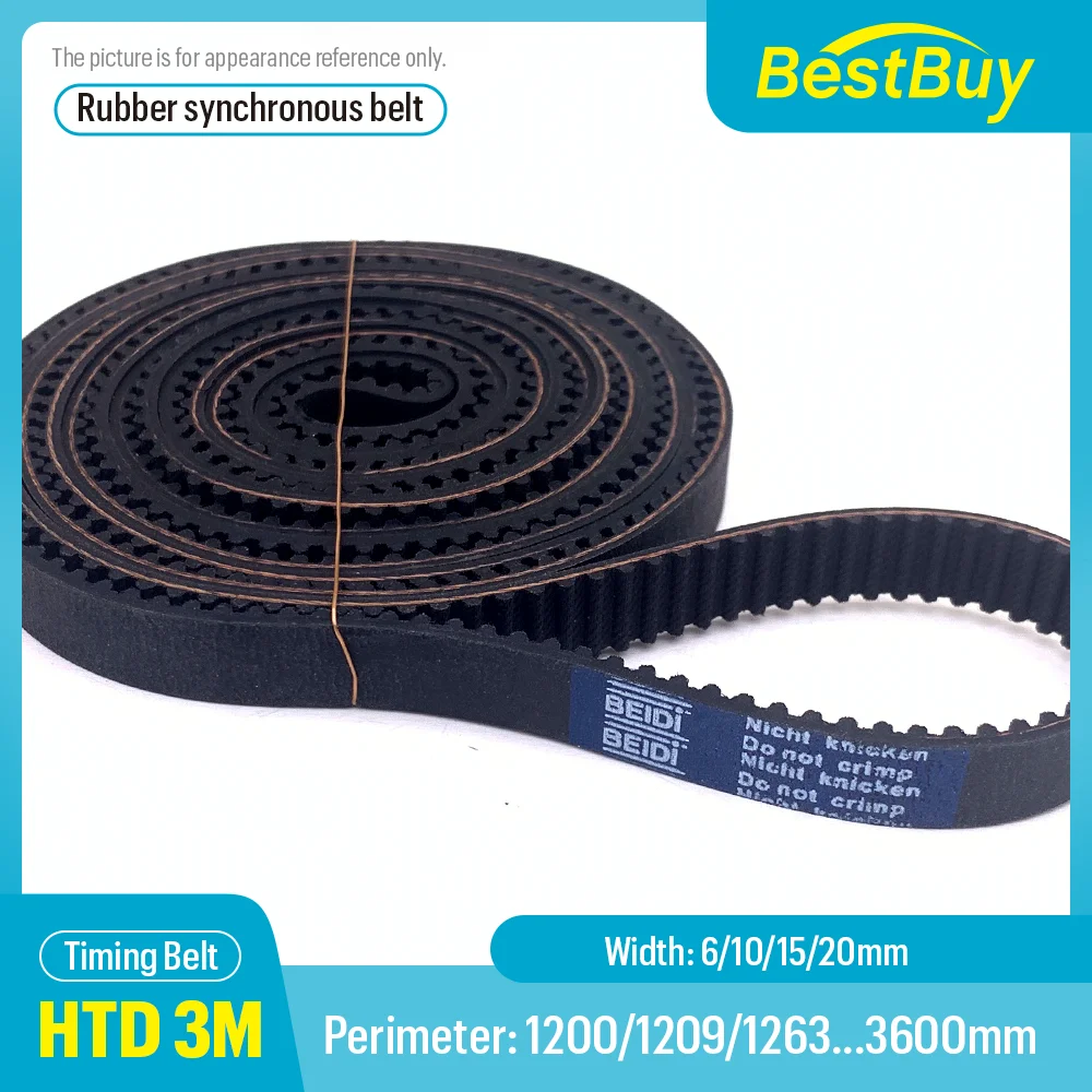 HTD 3M High-Quality Rubber Closed Loop Timing Belt Width 6/10/15/20mm Perimeter1200-3600mm For 3M Synchronous Wheels