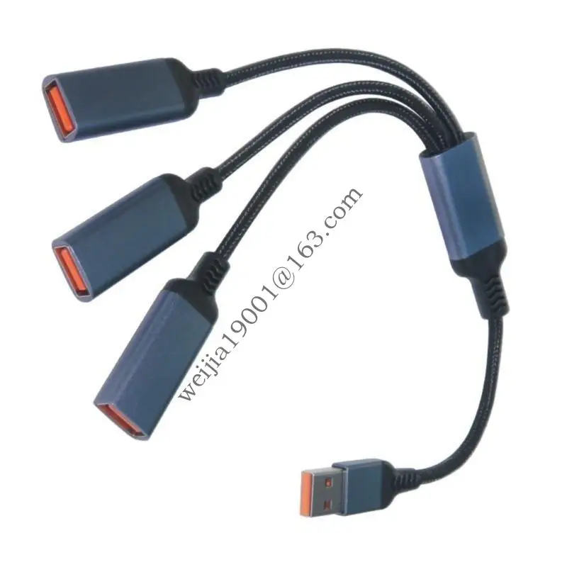 USB2.0 Multiport Splitter Cable 1 ذكر إلى 3 موسع للإناث للاتصالات المحسّنة وإدارة الأجهزة .H05A