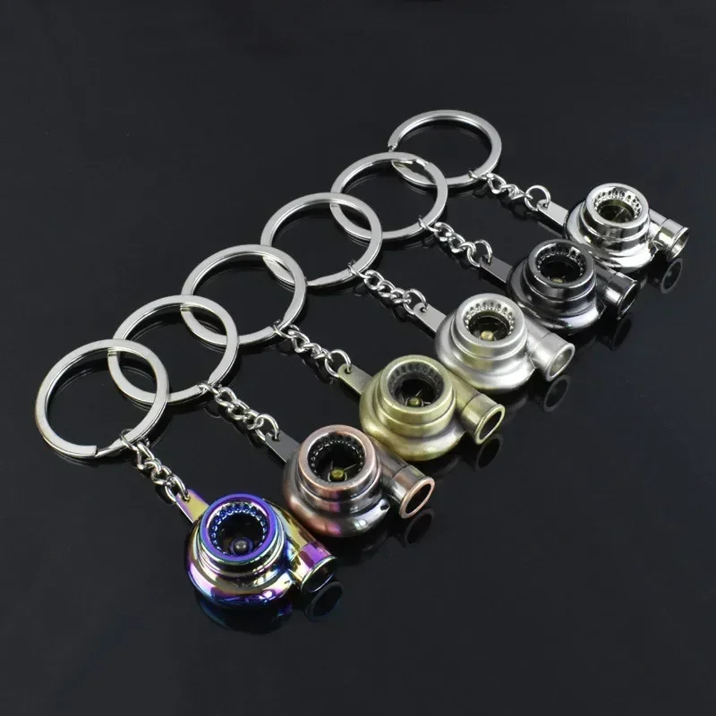 Mini Turbo Turbocharger Keychain Spinning Turbine Key Chain Ring Keyring Keyfob Car Keyring Car Interior Accessories S139