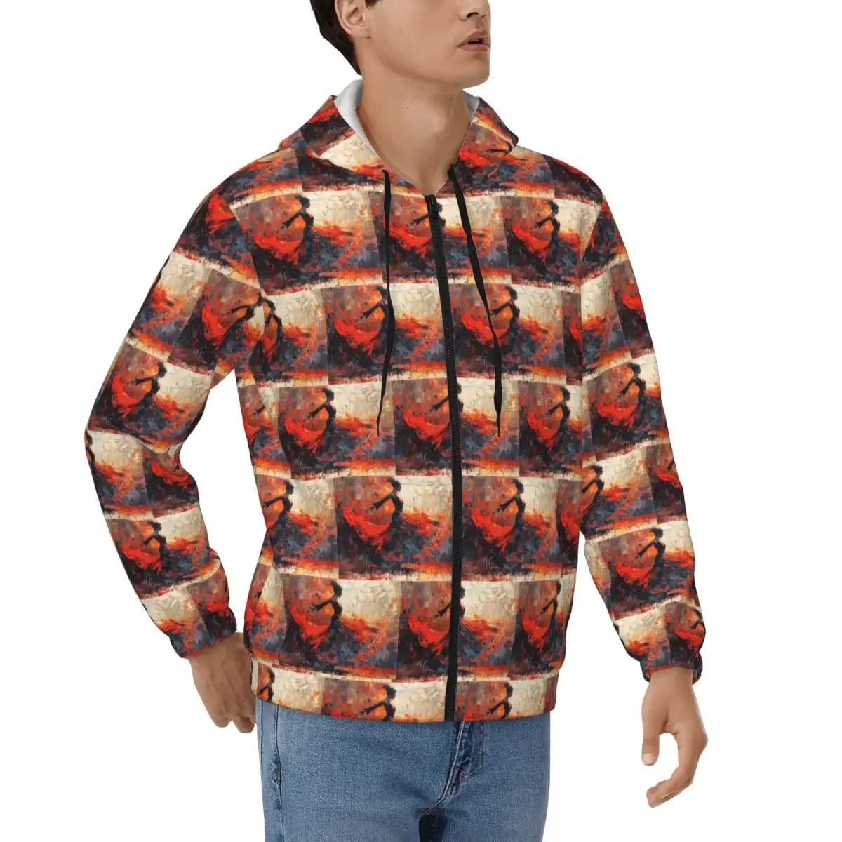 

Толстовка на молнии для танцора фламенко, пуловер в стиле хип-хоп, осень-зима, мужская и женская толстовка, топы с длинными рукавами