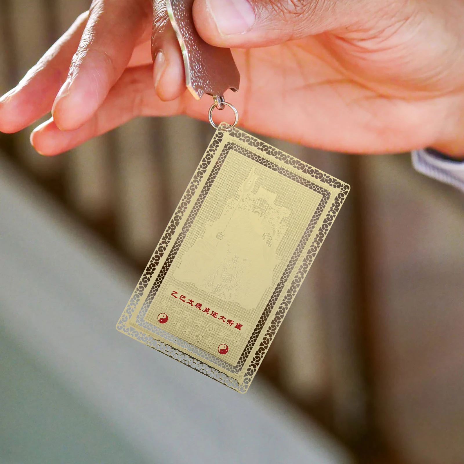 Tai Gold Card Copper Amulet Chinese Style Blessing Cards Thangka Delicate Decorations Golden Exquisite