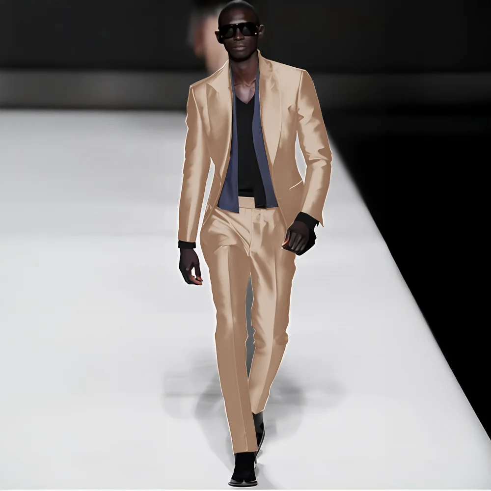 المألوف الساتان الرجال دعوى 2 قطعة دعوى الذروة التلبيب السترة السراويل الزفاف العريس سهرة عشاء حزب اللباس مخصص الرجال البدلة