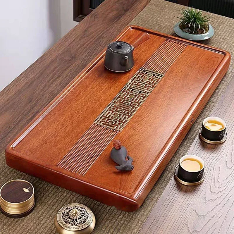 

Прямоугольный деревянный поднос для чая класса люкс, для офиса, с дренажем, для кухни, гостиной, для гостеприимства, домашние товары