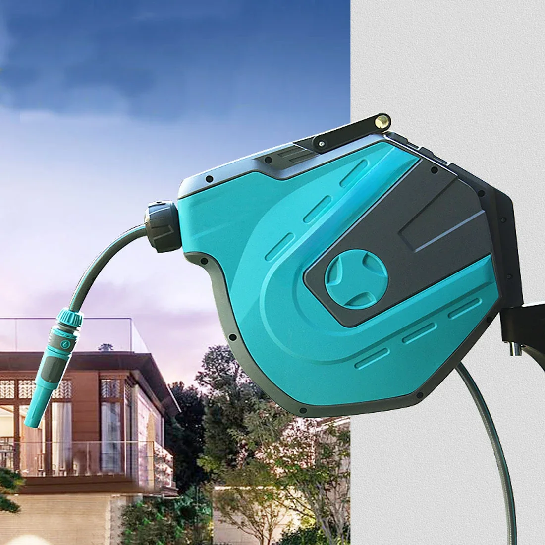 Automatic retractable water pipe car watering car wash water gun garden storage rack wall-mounted hose reel