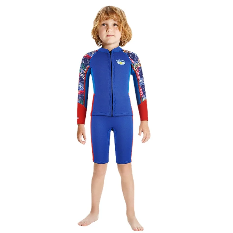 Girls 2.5mm Neoprene Wetsuit Shorty Thick Diving Suit Kids Warm Swimsuit for Scuba Freediving Swimming Pool Two Pieces Set