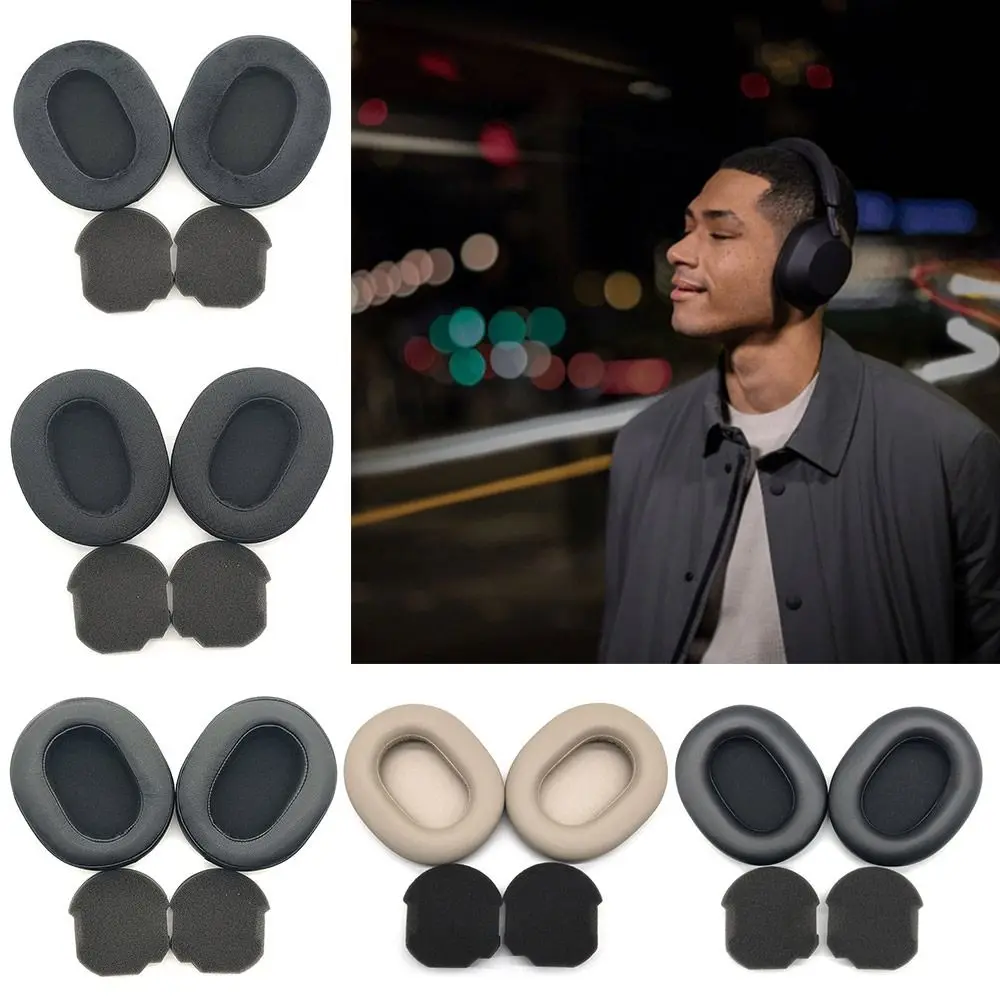 1 par de almohadillas de cuero sintético para auriculares, reemplazo de almohadillas suaves para auriculares, accesorios de reparación para auriculares SONY WH-1000XM5.