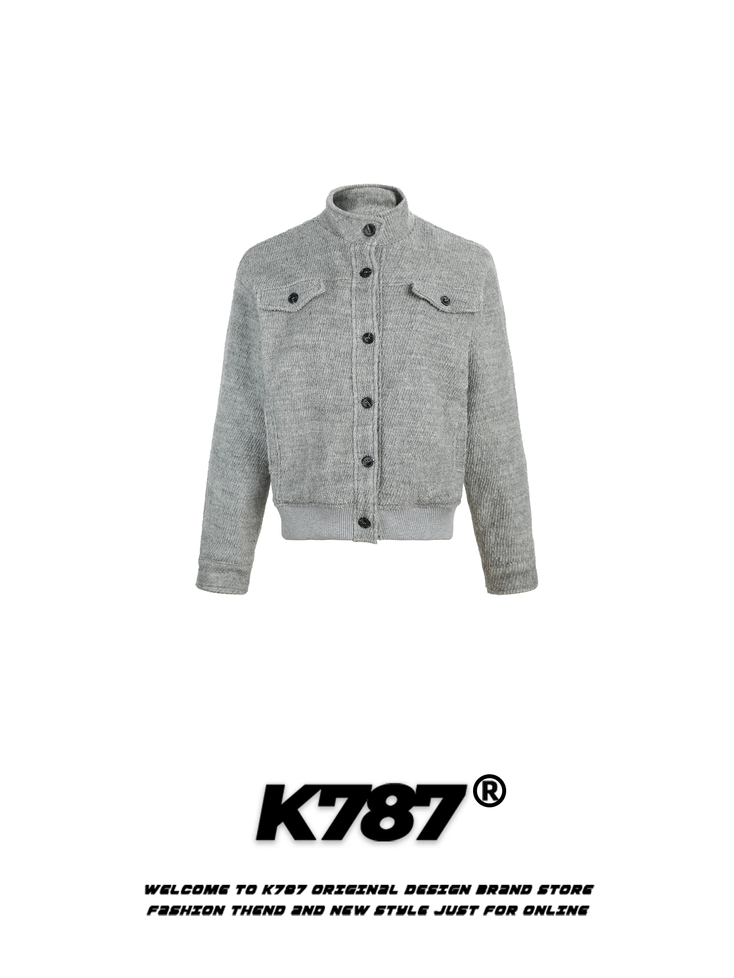 

K787 American Retro Simple Stand Collar Open Cardigan Jaet Women Loose Woolen Thiened ort Coat Warmth Outerwear