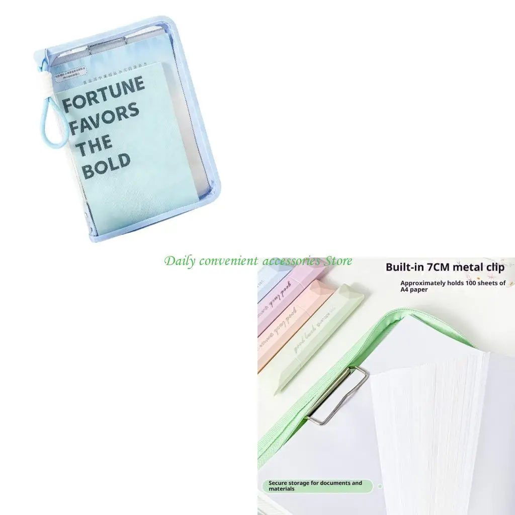 

97QB Light Weight Plastic File Storage Bag With Clipboard and Handle Waterproof Document Organiser Carrying Bag 32.7x23x3cm