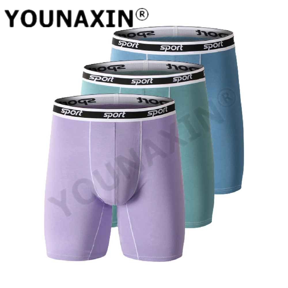 3 Pcs Mens Long Leg Undies Underwear Boxers Briefs Sports Shorts Big Size Panties Plus Underpants Knickers 3XL 4XL 5XL 6XL