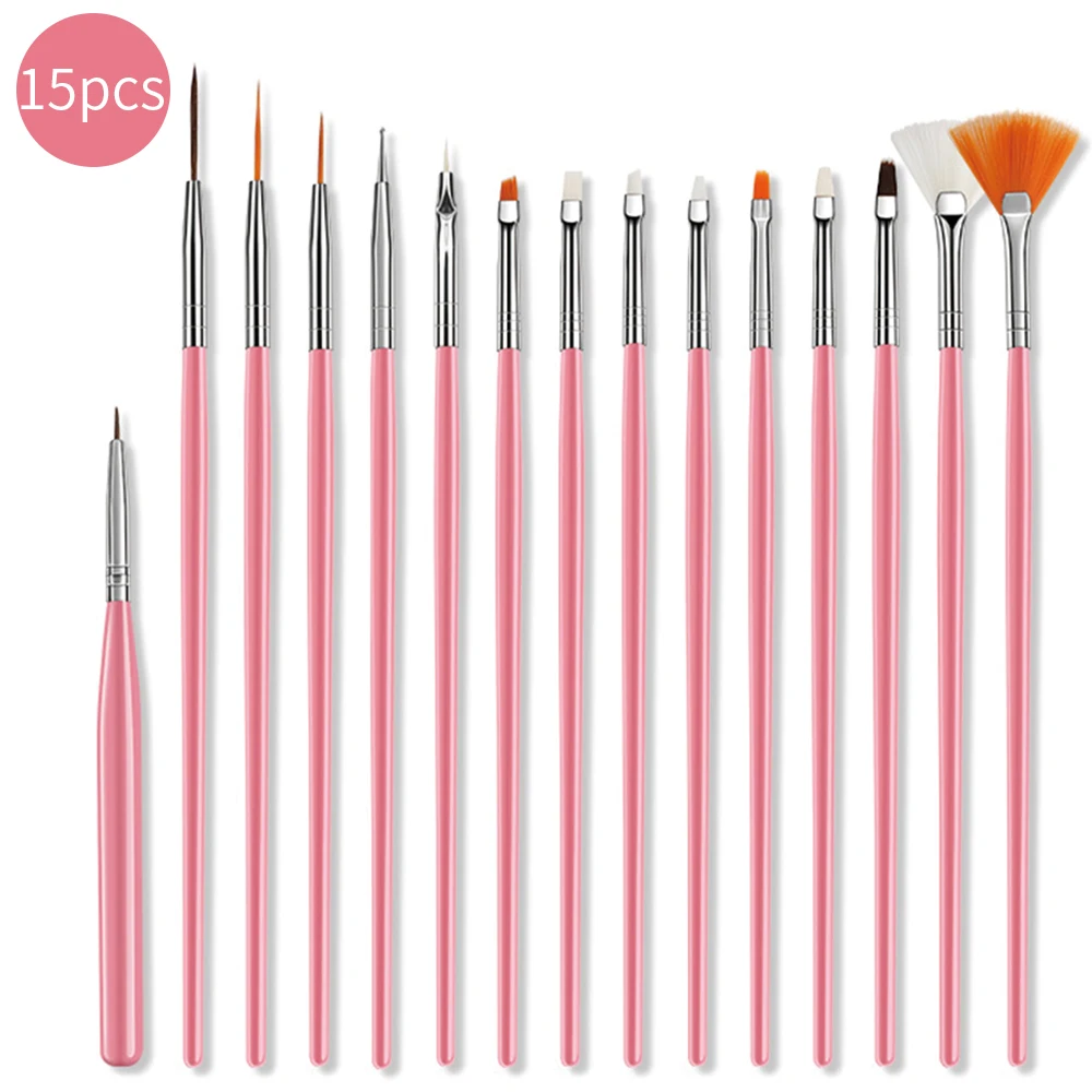 15pcs Fine Detail Paint Brush Set  Acrylic UV Gel Drawing Dotting Manicure Nail Art Design Tools Makeup Accessorie Gel Brush image 2