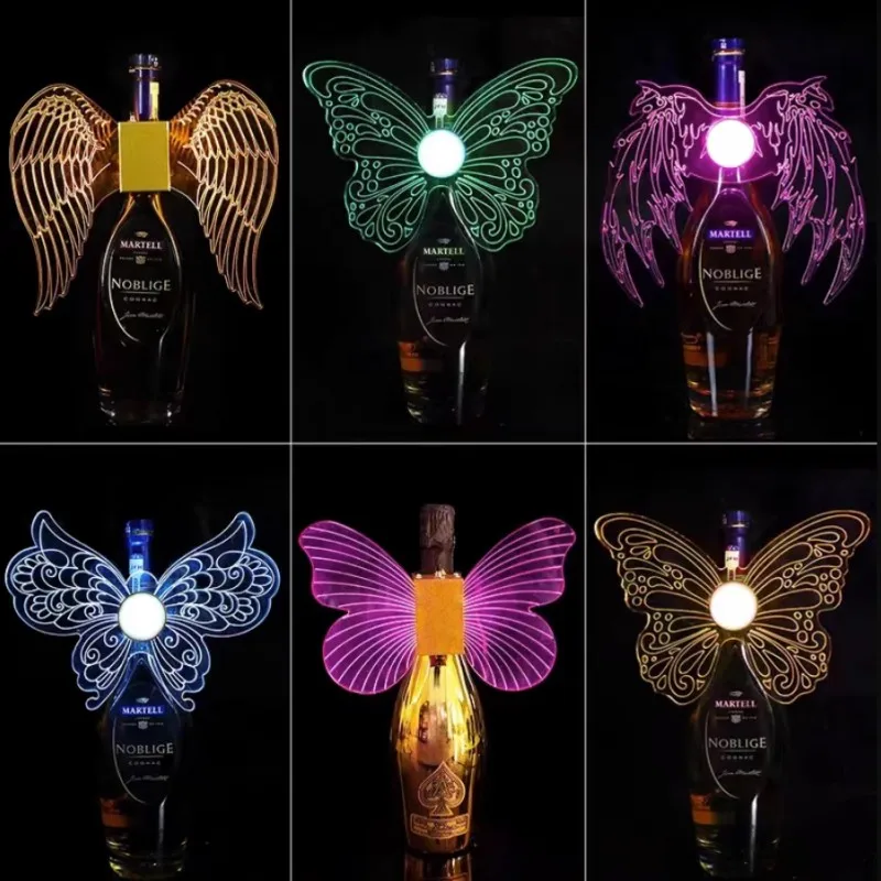 Imagem -02 - Recarregável Led Glowing Angels Wings Serviço de Garrafa Sparkler Champanhe Flash Stick Vinho Cap Topper de Garrafa para Boate