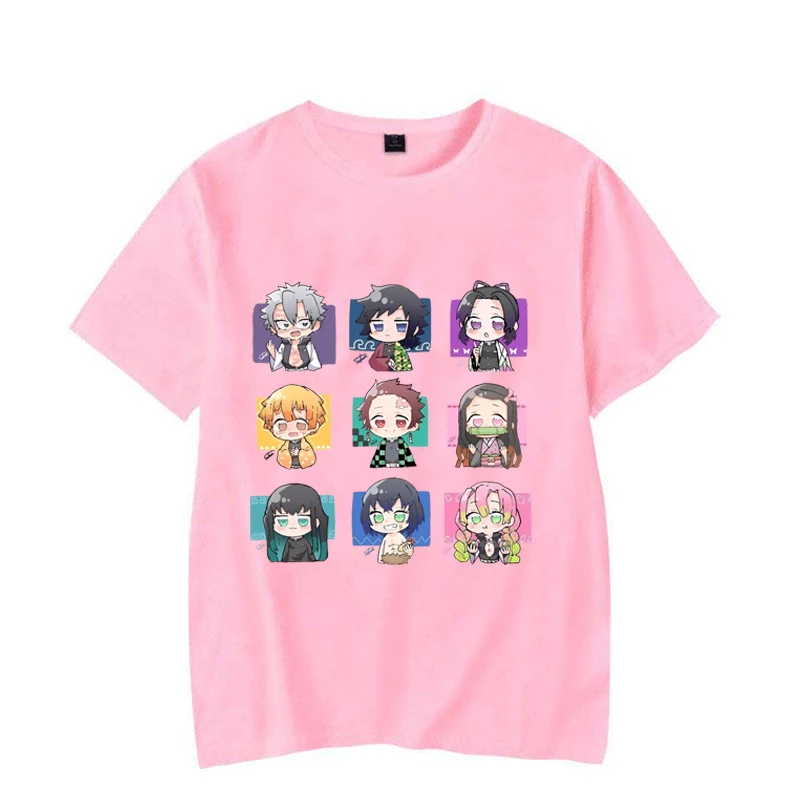 new anime Kamado Tanjirou Kamado Nezuko Kanroji Mitsuri cartoon Print T-Shirt women Loose Short Sleeve female casual shirt Tees