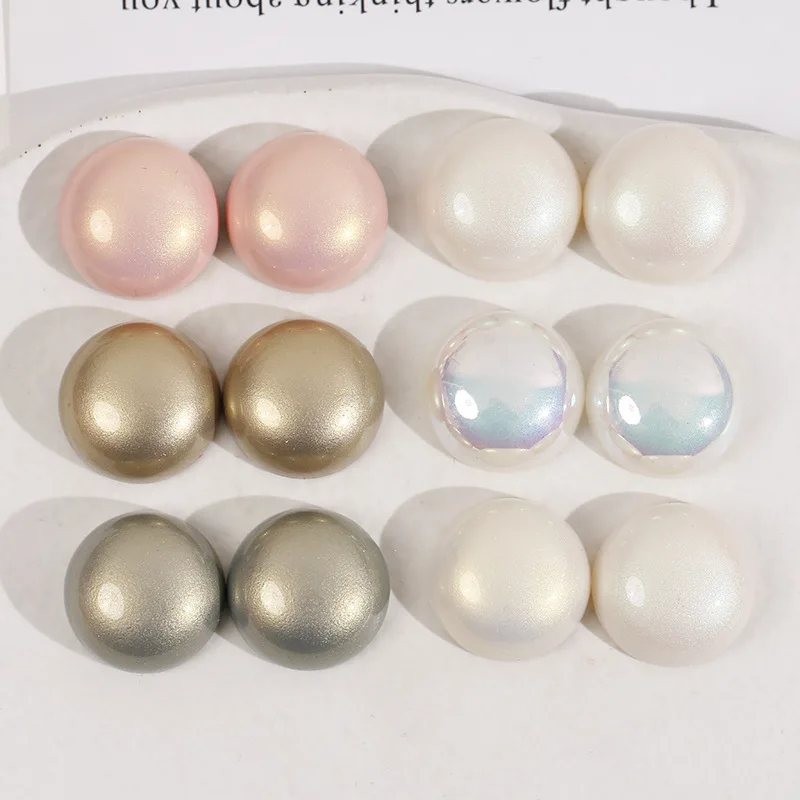 

Fresh New 18mm Dull Pearl Style Round Flatback Resin Cabochons Ornament Accessories Phone Shell Girl Hair Clip Decoration 100pcs