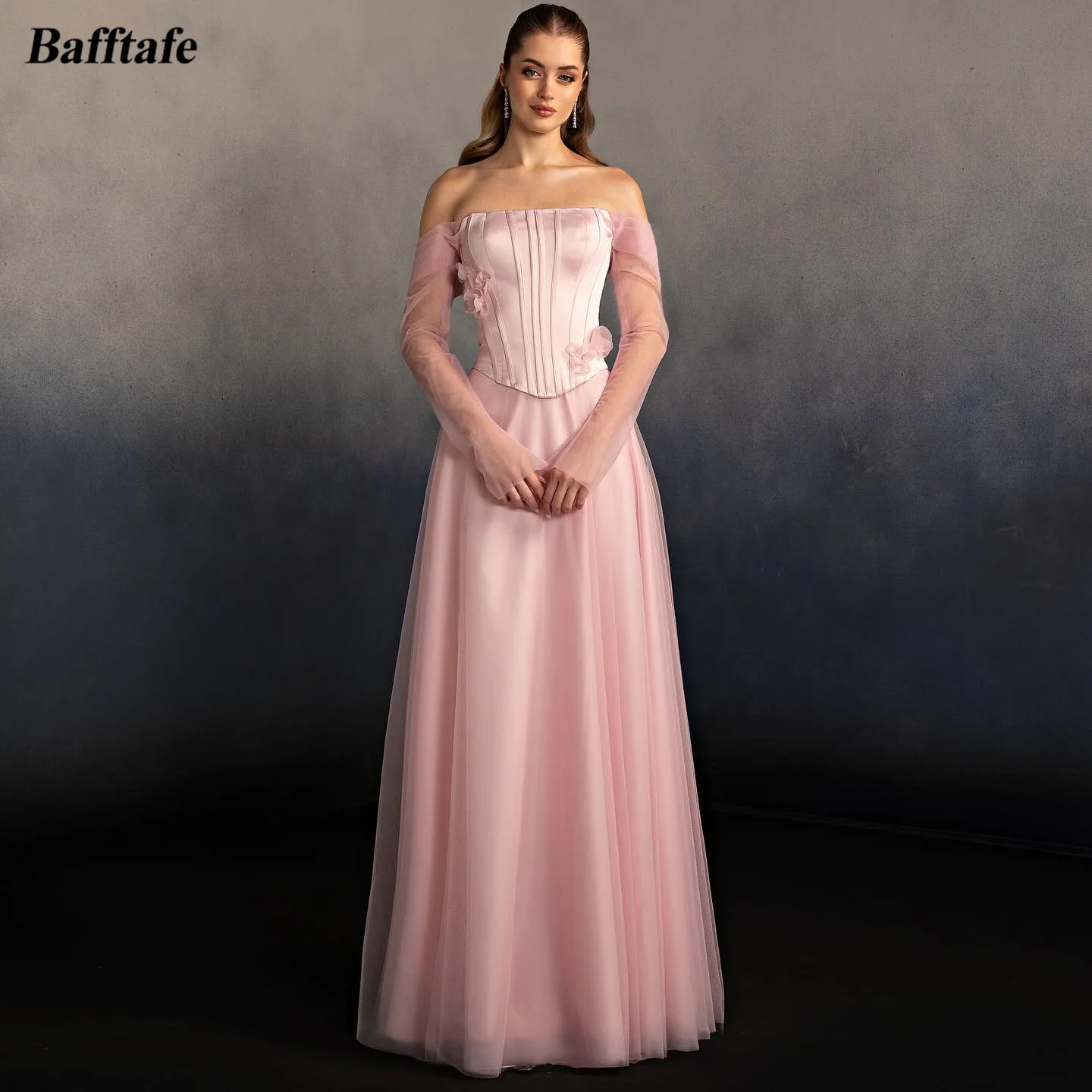 

Вечерние платья Bafftafe из двух частей: розовое атласное платье из фатина с индивидуальным корсетом, длинное женское вечернее платье с цветами для выпускного вечера и торжественных мероприятий, на день рождения