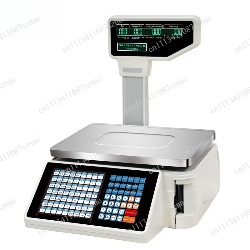 Multilingual WiFi Barcode Label Printing Scale TM-A20b, English-Ready for Supermarket Retail, Weighing and Receipt