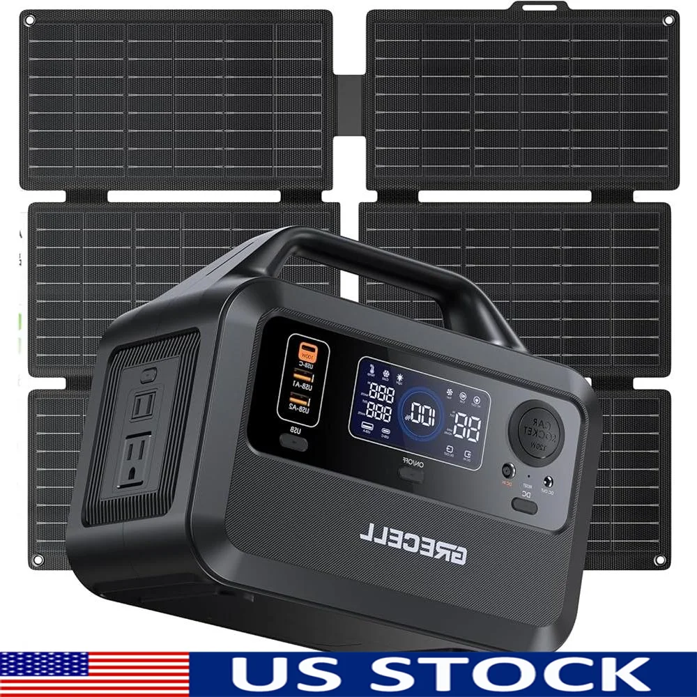 Solar Generator Portable Power Station 300W with 40W Solar Panel Fast Charging 230Wh Durable Battery Camping Outdoor Adventure