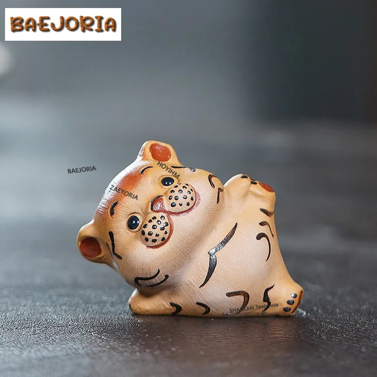 Yixing Purple Clay Little Tiger Tea Pet Japanese Flowerpot Landscaping Tea Figurine Play Toys Tea Statue Ornaments Decoration