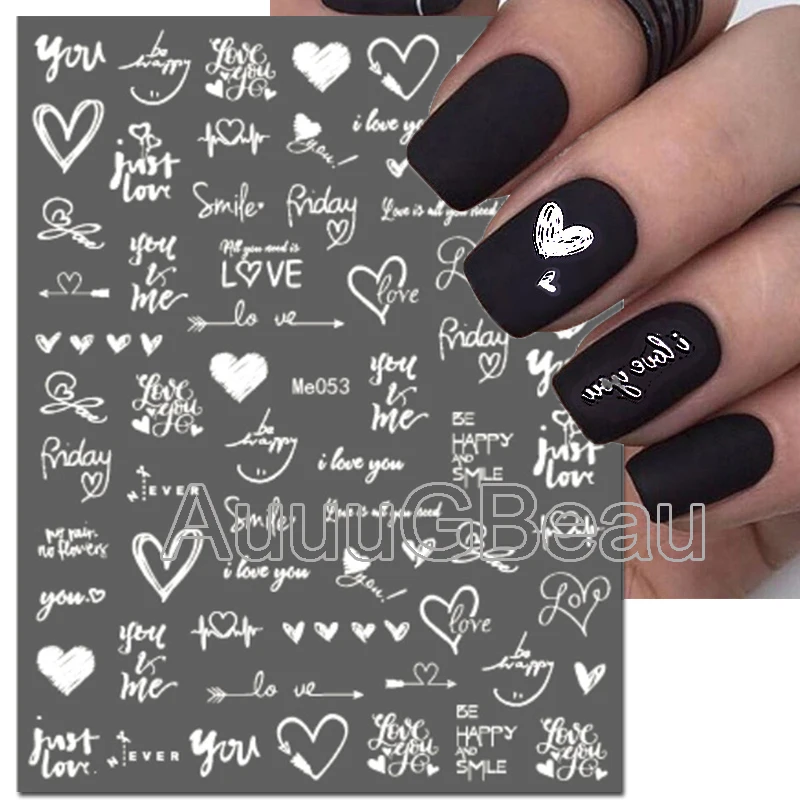 Adesivi per Nail Art 3d Laser Gold Love Hearts freccia san valentino lettere cursori adesivi decalcomanie decorate per Manicure per unghie