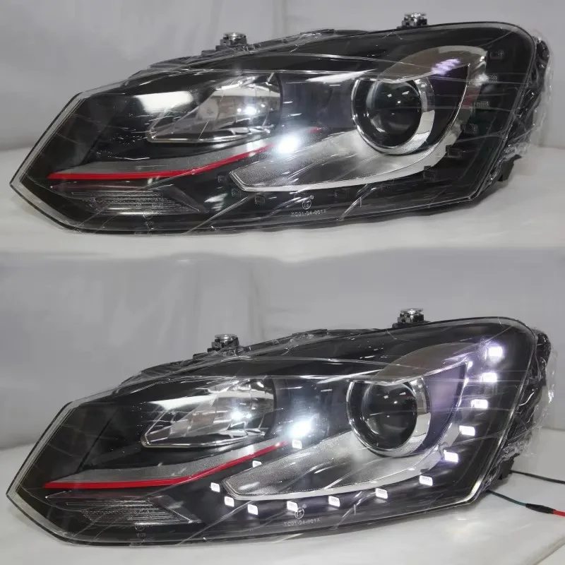 For VOLKSWAGEN Polo Mk5 Vento For GTI Style Headlights Red Line Polo LED Head Lamp 2010-2014 Year