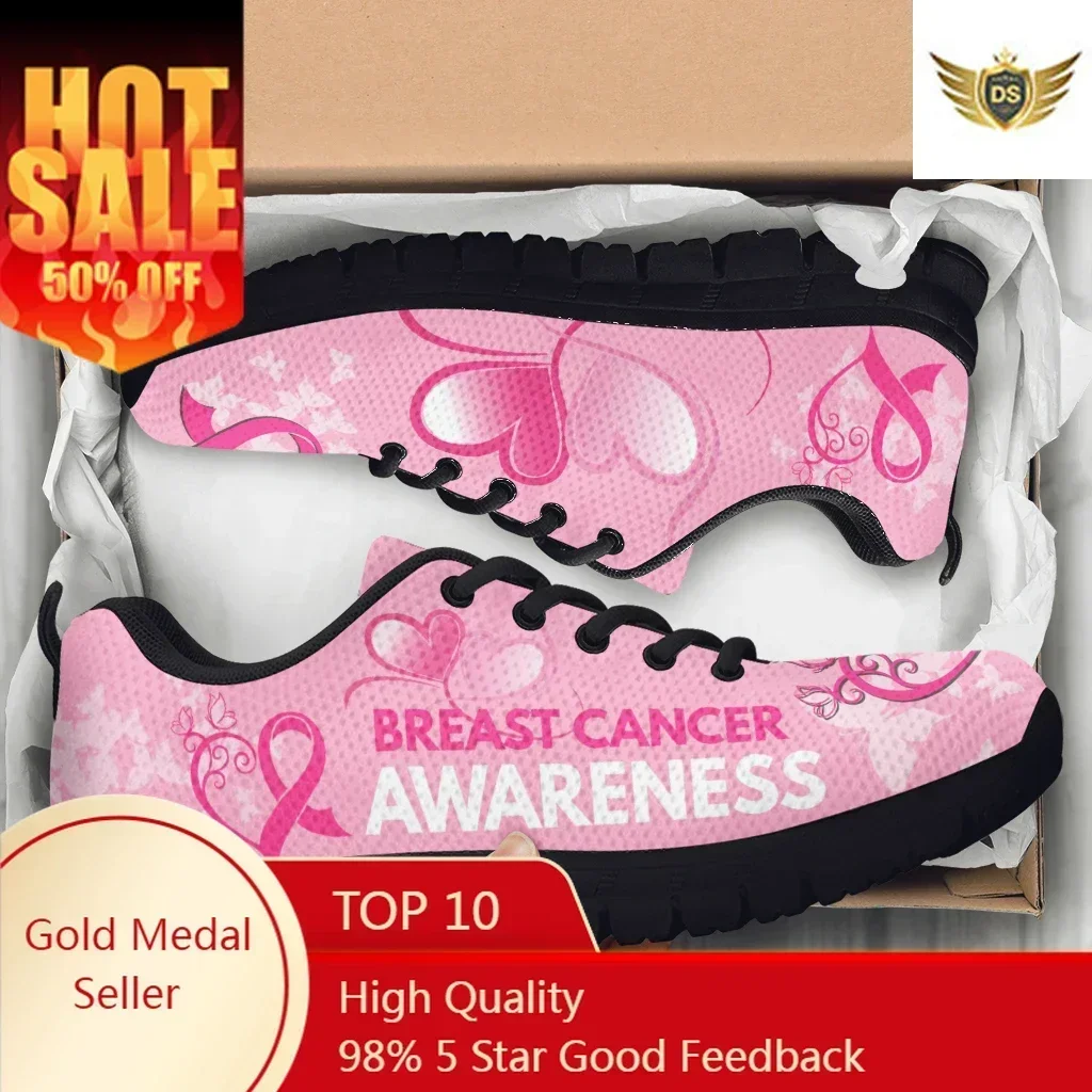 Women's Tennis Shoes Breast Cancer Awareness Pink Ribbon Design Dirty Resistant Running Sneakers Zapatos Hombre Gift
