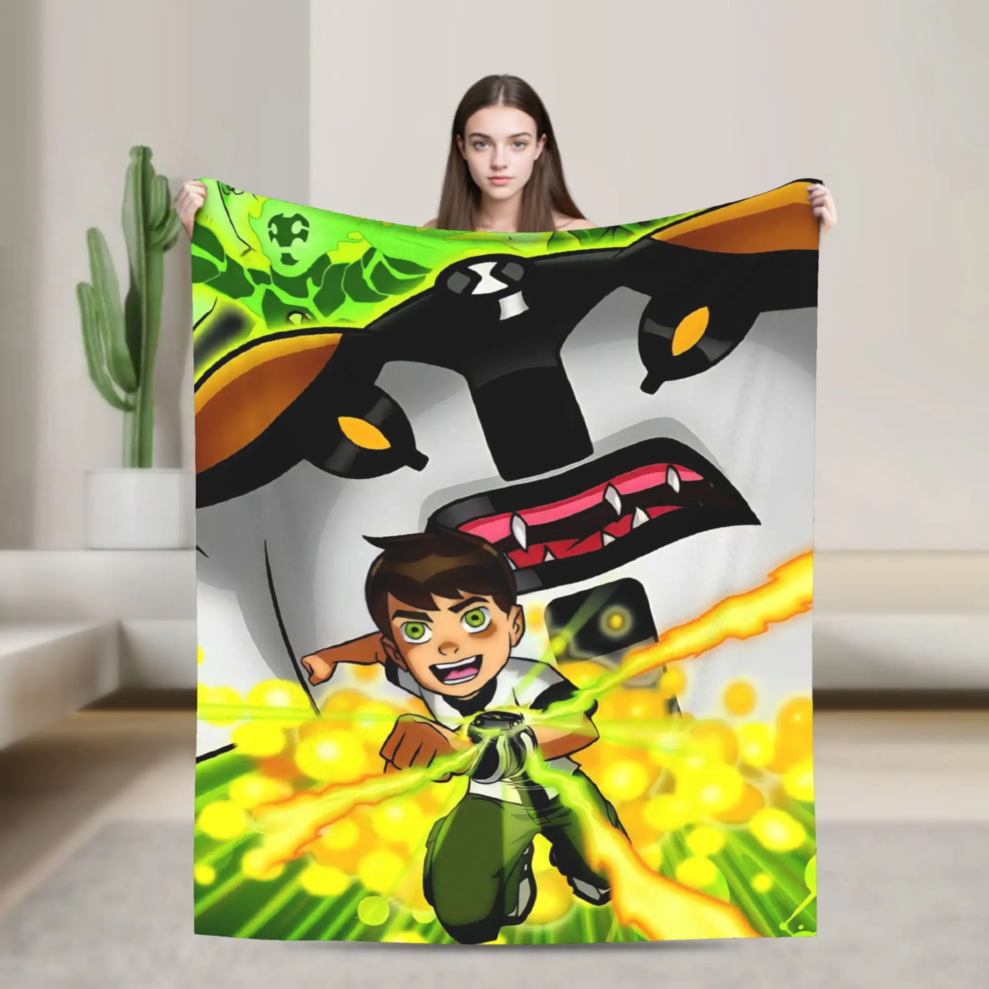 Ben 10 Anime Throw Blanket for Couch  Soft Fuzzy Plush Blanket 50x60 Inches Multiple Sizes Bedspread for All Seasons