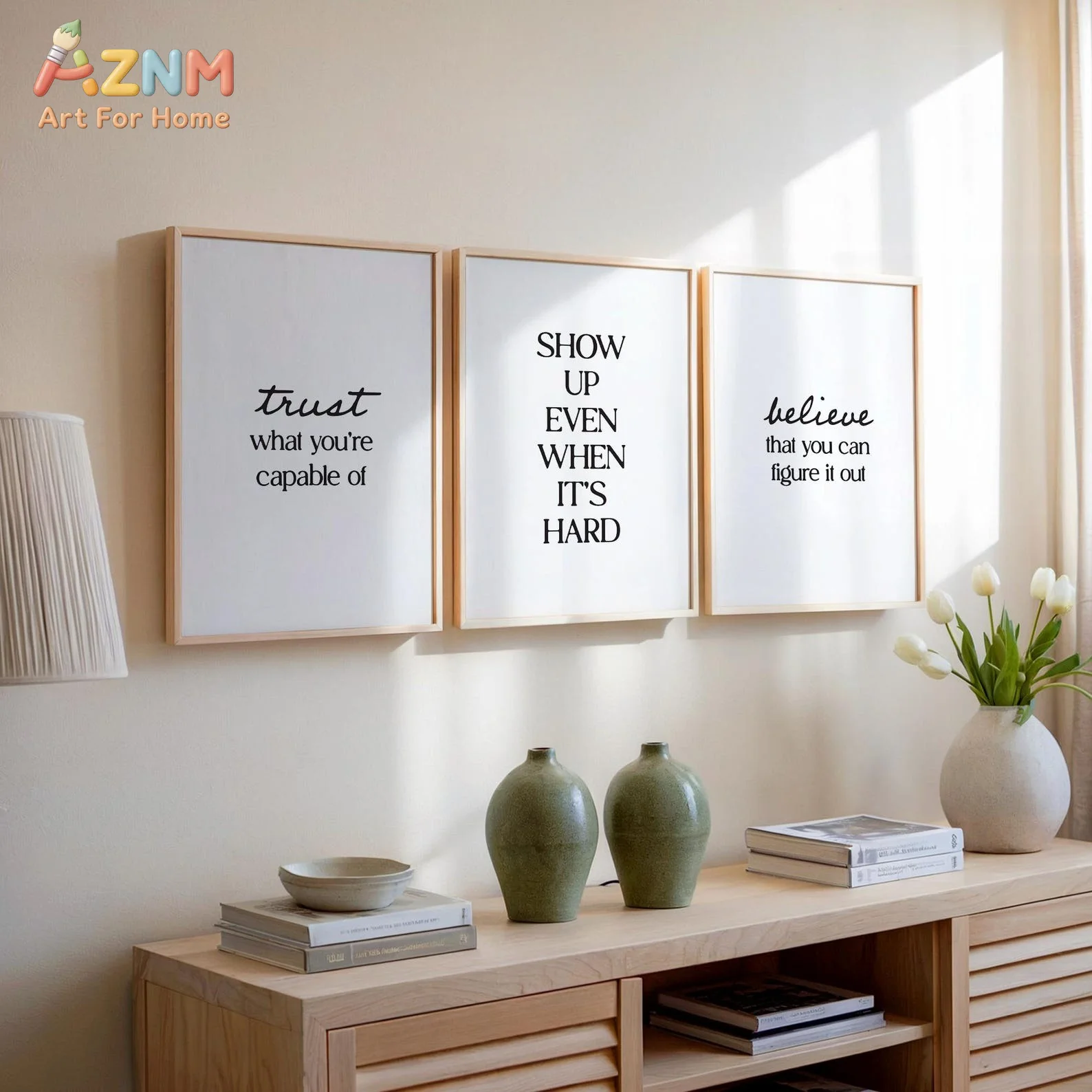 Motivational Prints: Set of 3 Positive Mindset Quotes, Encouraging Home Office Posters