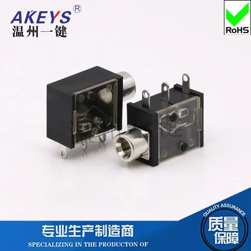 10pcs PJ-323 Optical Hole Axis Headphone Jack 3.5 Interface 3-Pin Connector Board Plug-in Audio Female Socket Mono