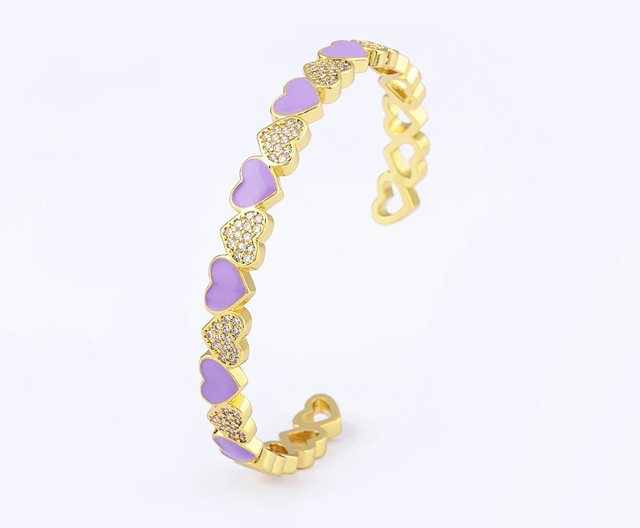 Nidin Trendy 5 Farben Geöffnete Armbänder für Frauen Gold Überzogene Herz Romantische Liebe Schmuck Zubehör Emaille Verstellbare Armband Geschenk – Detail 11