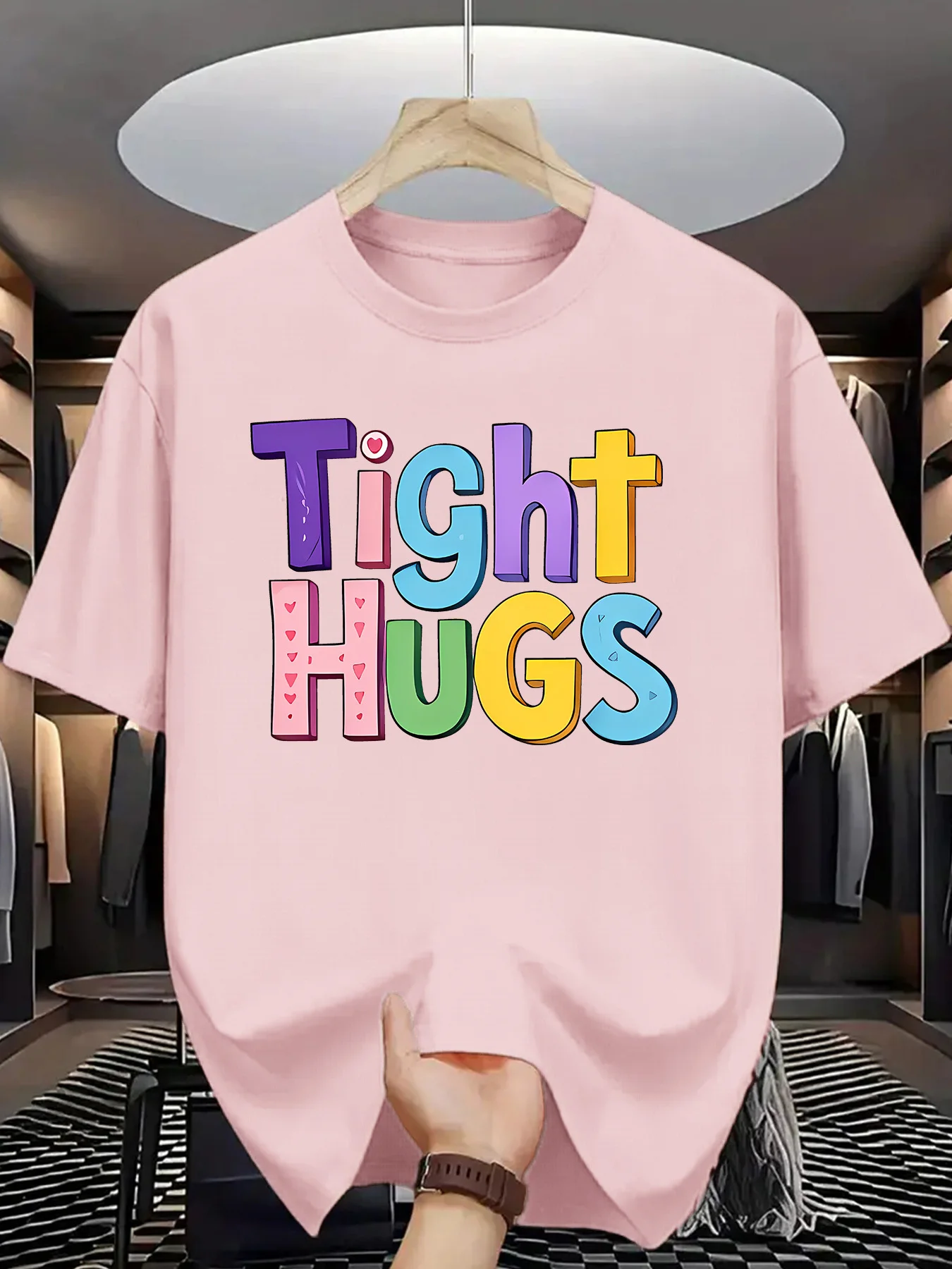 Color Font Men Short Sleeve Tshirt Tight Hugs Multicolored Bubble Typography Print O Neck Tee Sweet Vibe Male Casual Tops