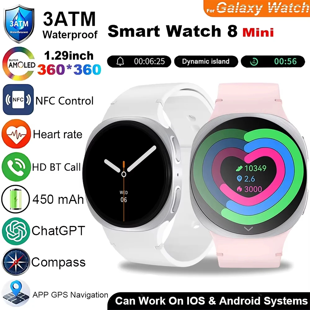 

AMOLED HD 2025 New mini 8 Smartwatch GPS Map Navigation Bluetooth Call NFC Compass Sports Watch For Men Women Smart Watch Gift