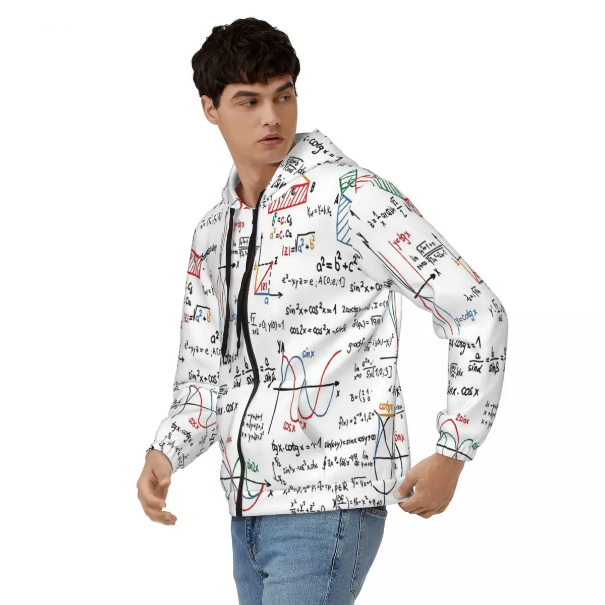 Mathematics Formulas Numbers Zipper Hoodies Harajuku Pullover Autumn Winter Men's Women's Sweatshirt Long Sleeve Tops