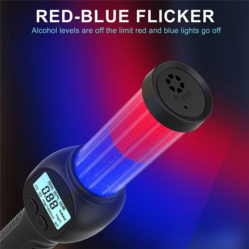 ABKN-Handheld Digital Breathalyzer Rechargeable LCD Display Professional Alcohol Tester With LED Non-Contact Alcohol Detector