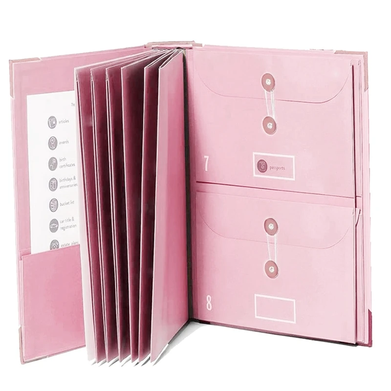 File Folders With Labels,Cute Paper Organizer With Zipper Pouch, Portable Documents Organizer For Home Office