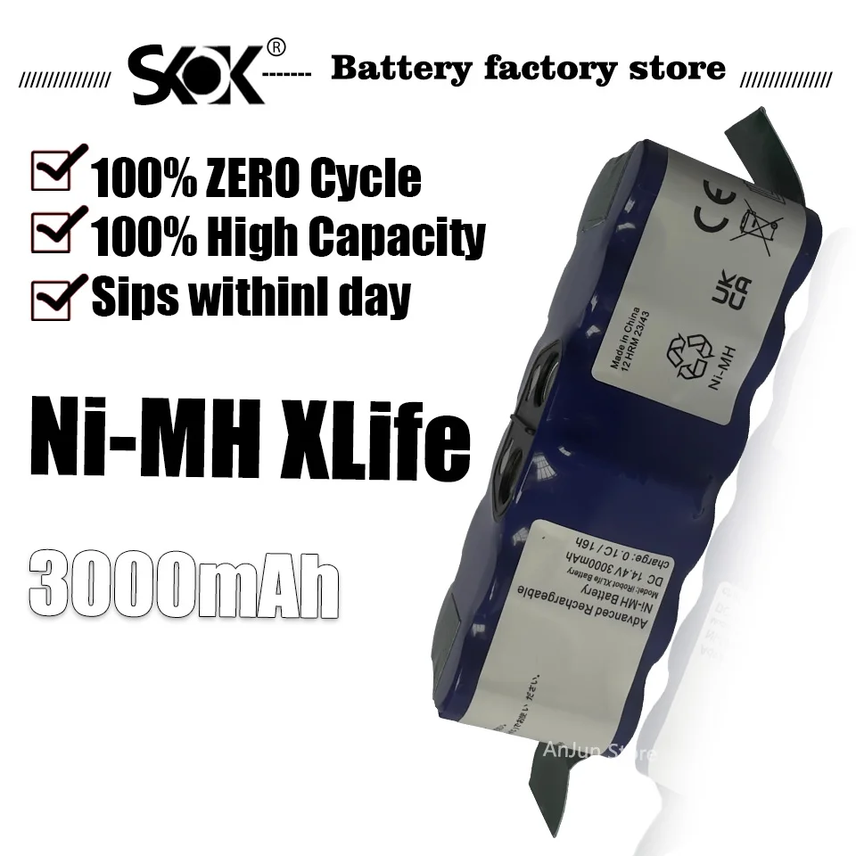 

3000mah 14.4V For iRobot Roomba 600 Battery NI-MH Rechargeable Compatible For iRobot Roomba 500 600 700 800 900 Series Replace