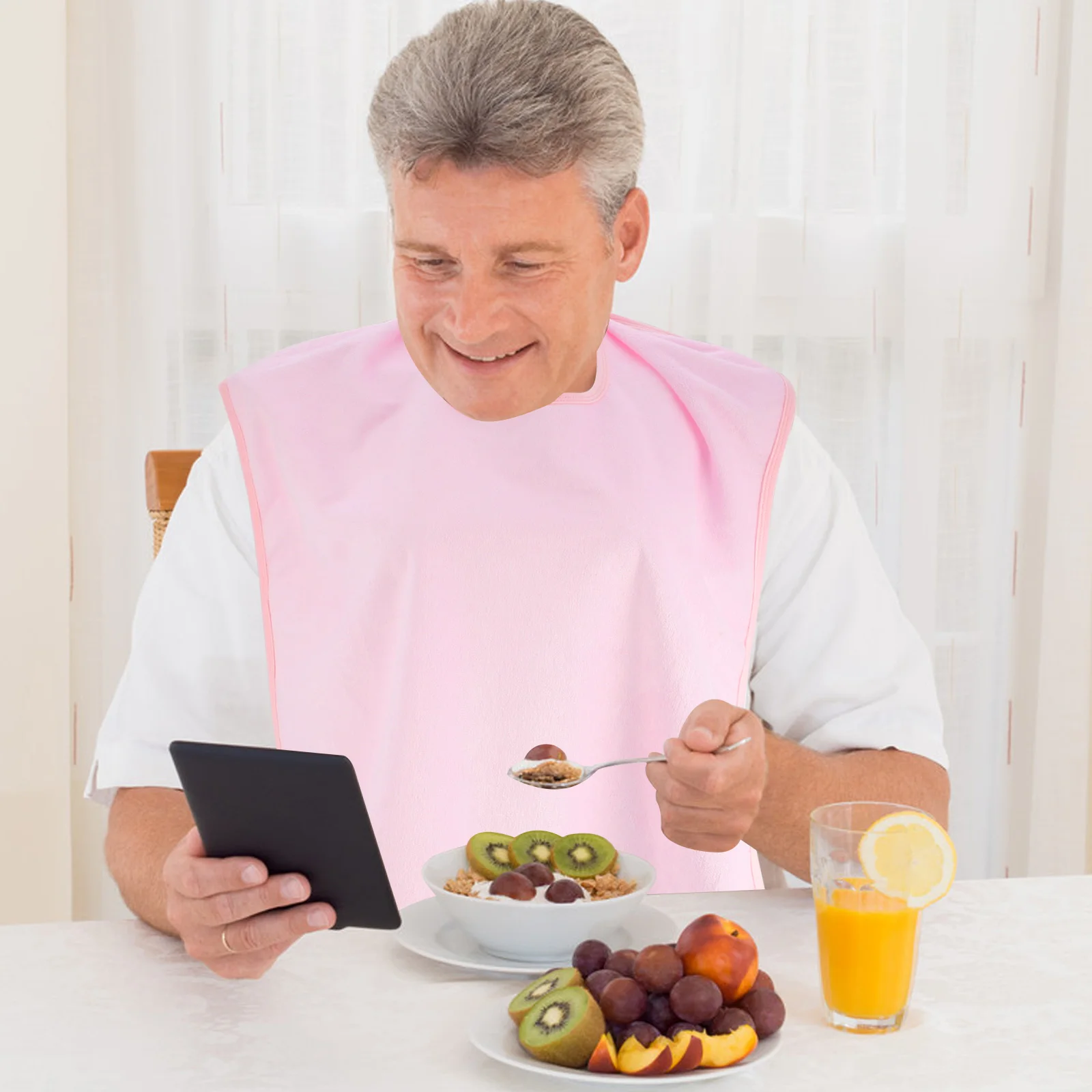 

Adult Bamboo Fiber Bib Waterproof Stain Protector For Elderly Eating Mealtime Clothes Protector Dinning Apron Soft Durable Light
