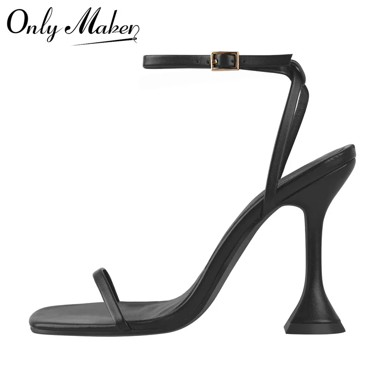 Onlymaker Women Black Ankle Strap High Heel Sandals Summer Sexy Heels