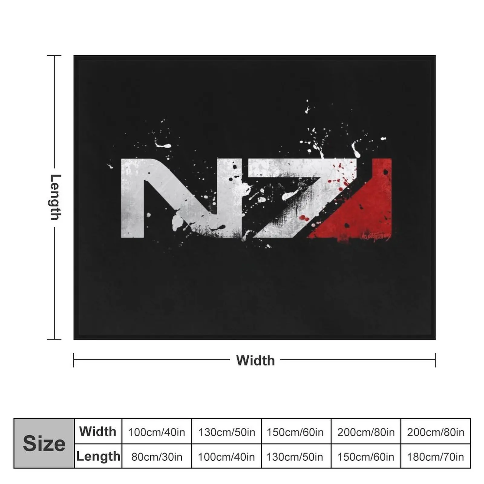 Mass Effect Distressed N7 Throw Blanket Shaggy Luxury Throw Plaid Blankets