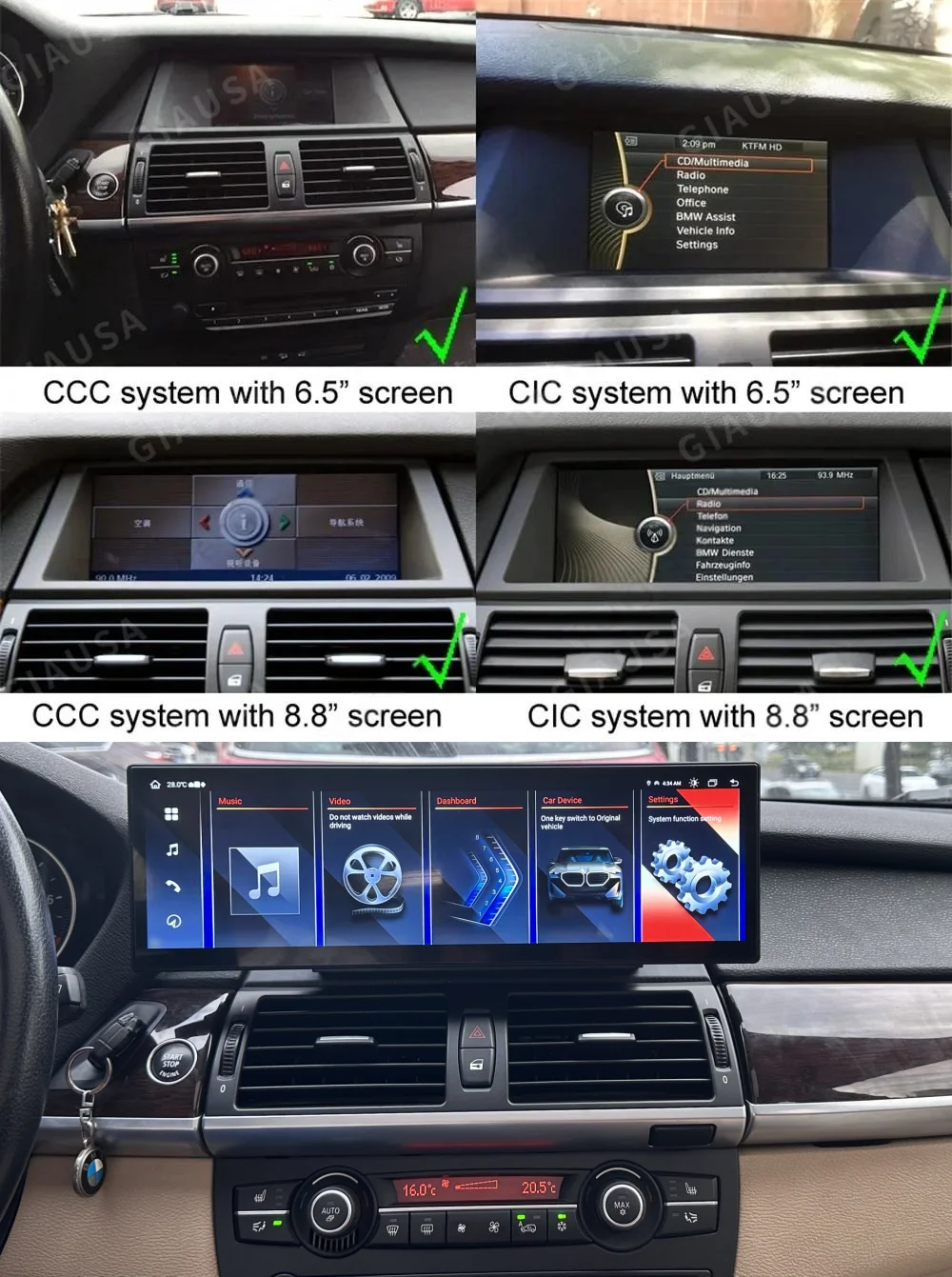 

14.9" Car Video Player GPS Display Android 14 Carplay GPS Navigation For Bmw X5 X6 F15 F16 2007-2013 BT Multimedia Screen Radio