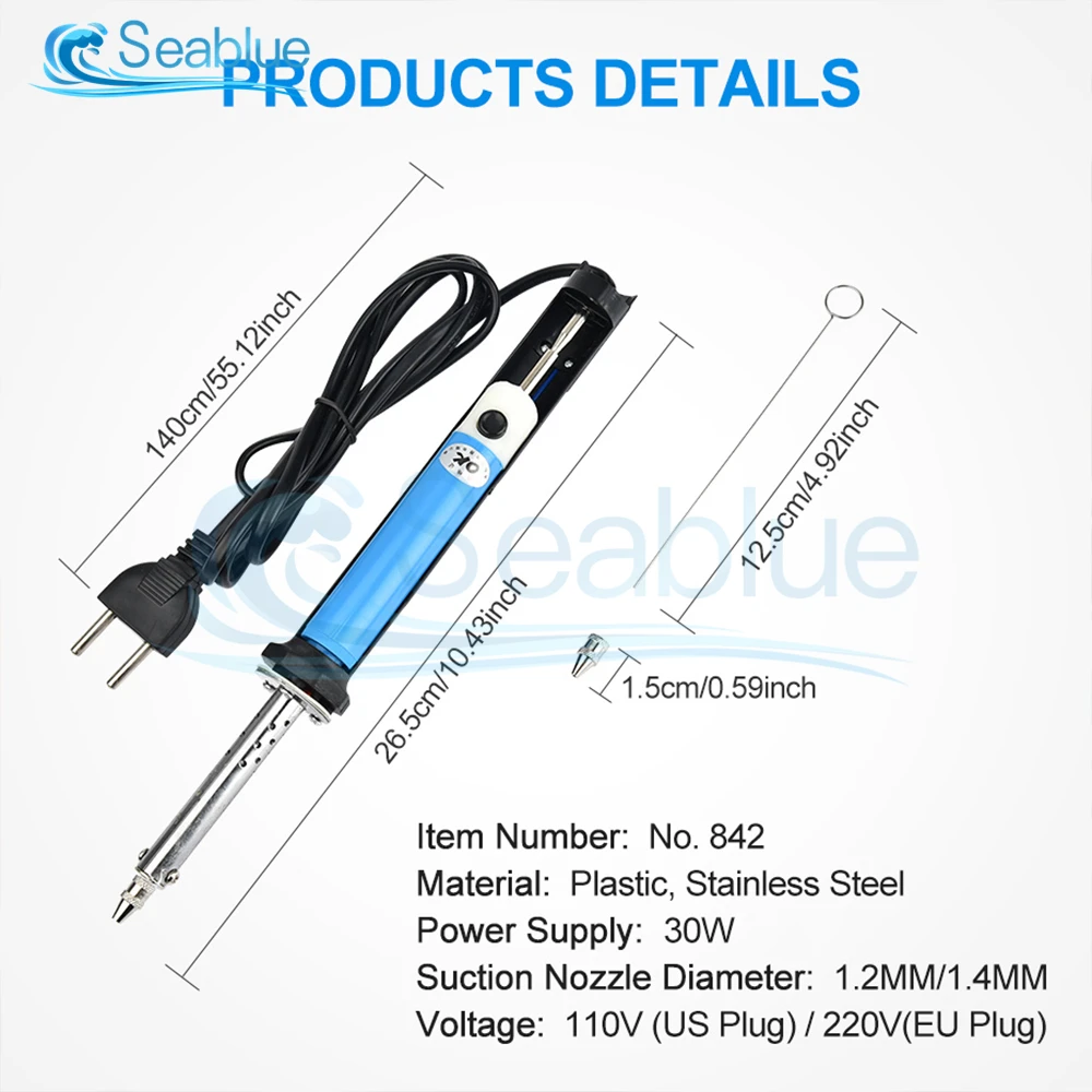 2 em 1 30w 110v 220v ferro de solda pcb otário desoldering bomba de vácuo ferramenta de solda handheld elétrica lata sucção